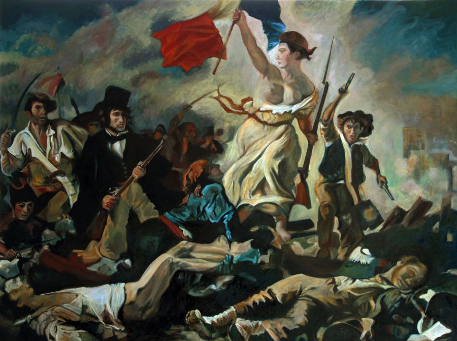 d'après Eugène Delacroix : La Liberté guidant le peuple (Copie 116 x 89 cm) - Jean-Guy Bègue