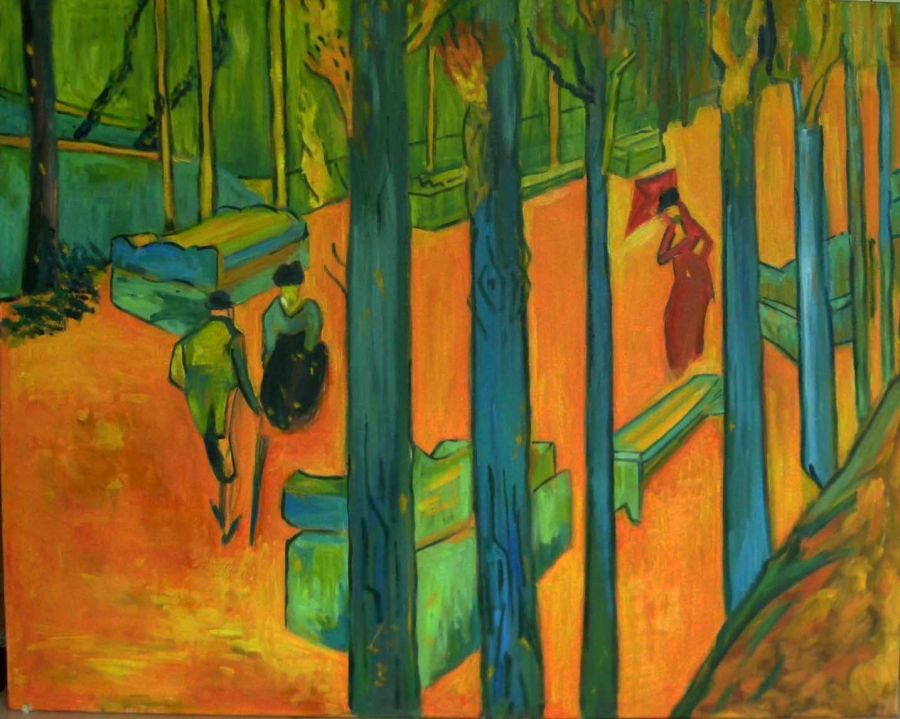 d'après Vincent Van Gogh : Les Alyscamps (Copie 73x92) - Jean-Guy Bègue