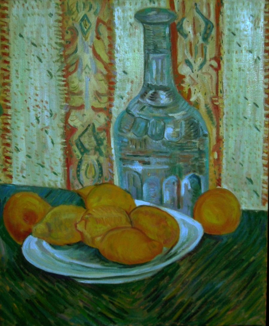 d'après Vincent Van Gogh : Nature morte aux citrons (Copie) - Jean-Guy Bègue