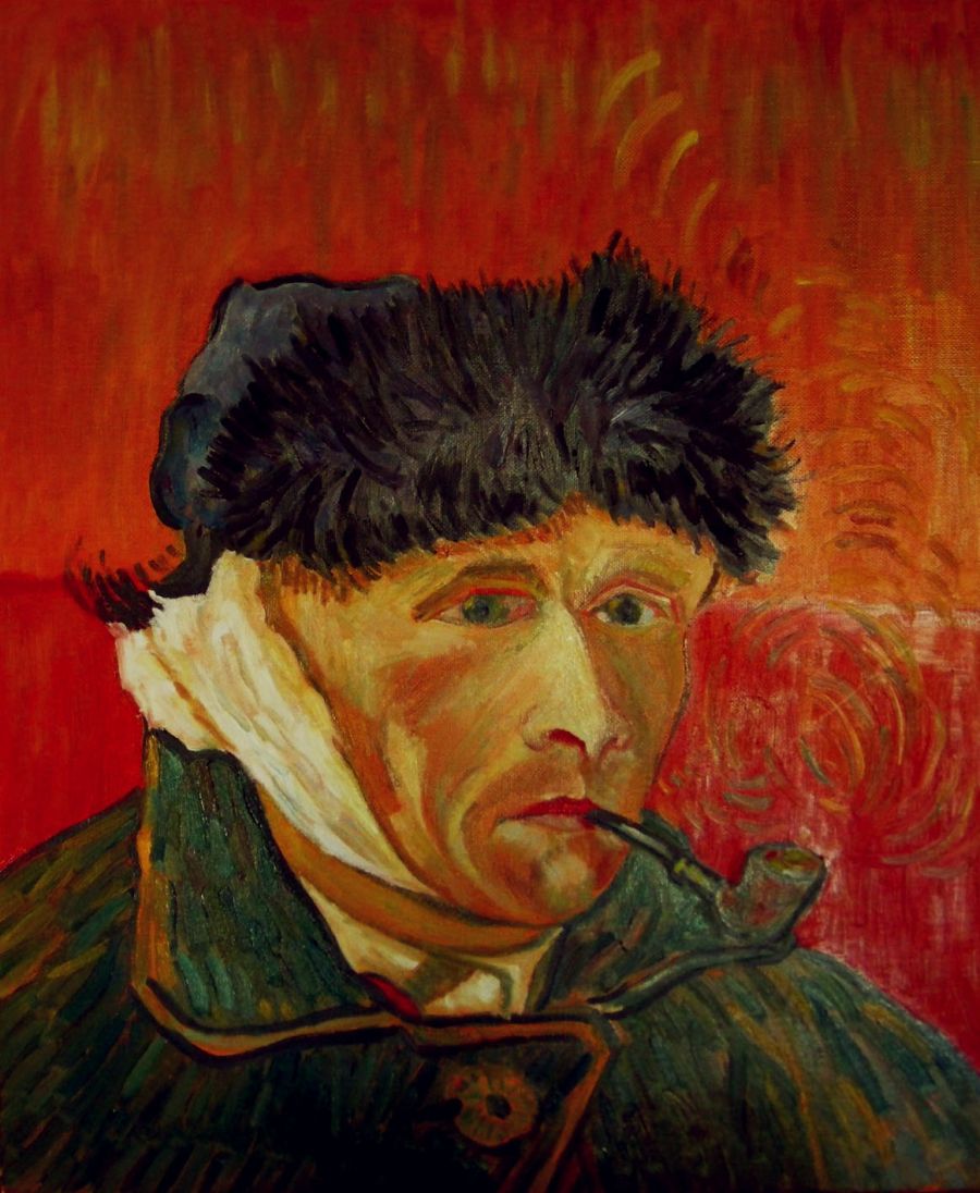 d'après Vincent Van Gogh : L'homme à la pipe (Copie 51x45) - Jean-Guy Bègue