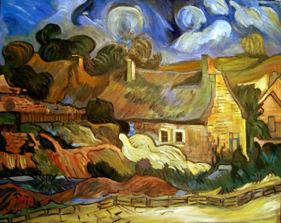 d'après Vincent Van Gogh : Chaume à Cordeville (Copie 92X73) - Jean-Guy Bègue