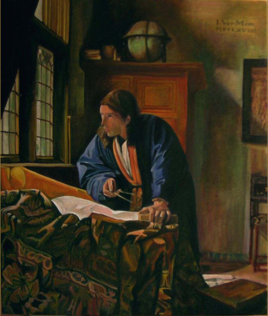 d'après Johannes Vermeer : Le géographe (Copie 53 x 46) - Jean-Guy Bègue