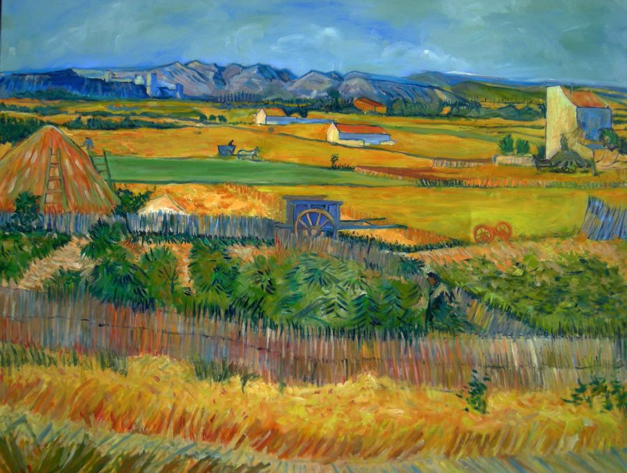 d'après Vincent Van Gogh : La plaine de la Crau. Les maraîchers (Copie  72x93) - Jean-Guy Bègue