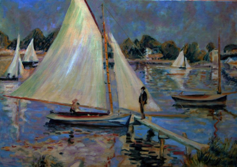 d'après Auguste Renoir : La Seine à Argenteuil (Copie 50x65) - Jean-Guy Bègue