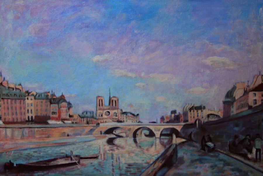 d'après Johan Barthold Jongkind : Notre-Dame et la Seine (Copie 38 X 55) - Jean-Guy Bègue