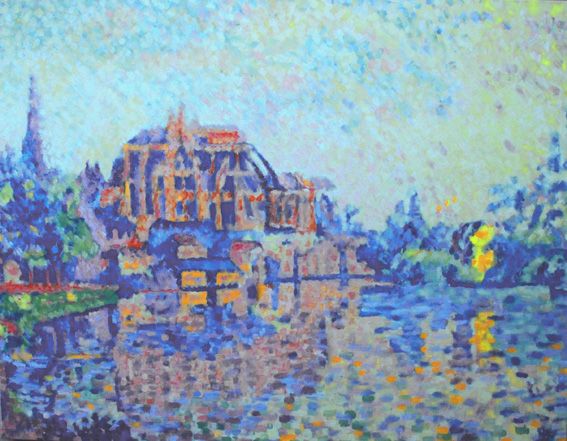 Paul Signac : Auxerre, vue de Saint-Germain (Copie 81x65 cm) - Jean-Guy Bègue