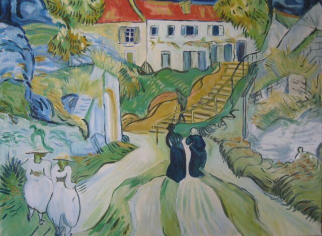 copie d'après Van Gogh : L'escalier d'Auvers (73 x 54 cms) - Jean-Guy Bègue