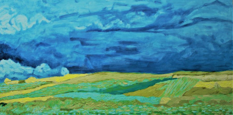 d'après Vincent Van Gogh : Grands champs sous un ciel d'orage (Copie 80 X 40) - Jean-Guy Bègue